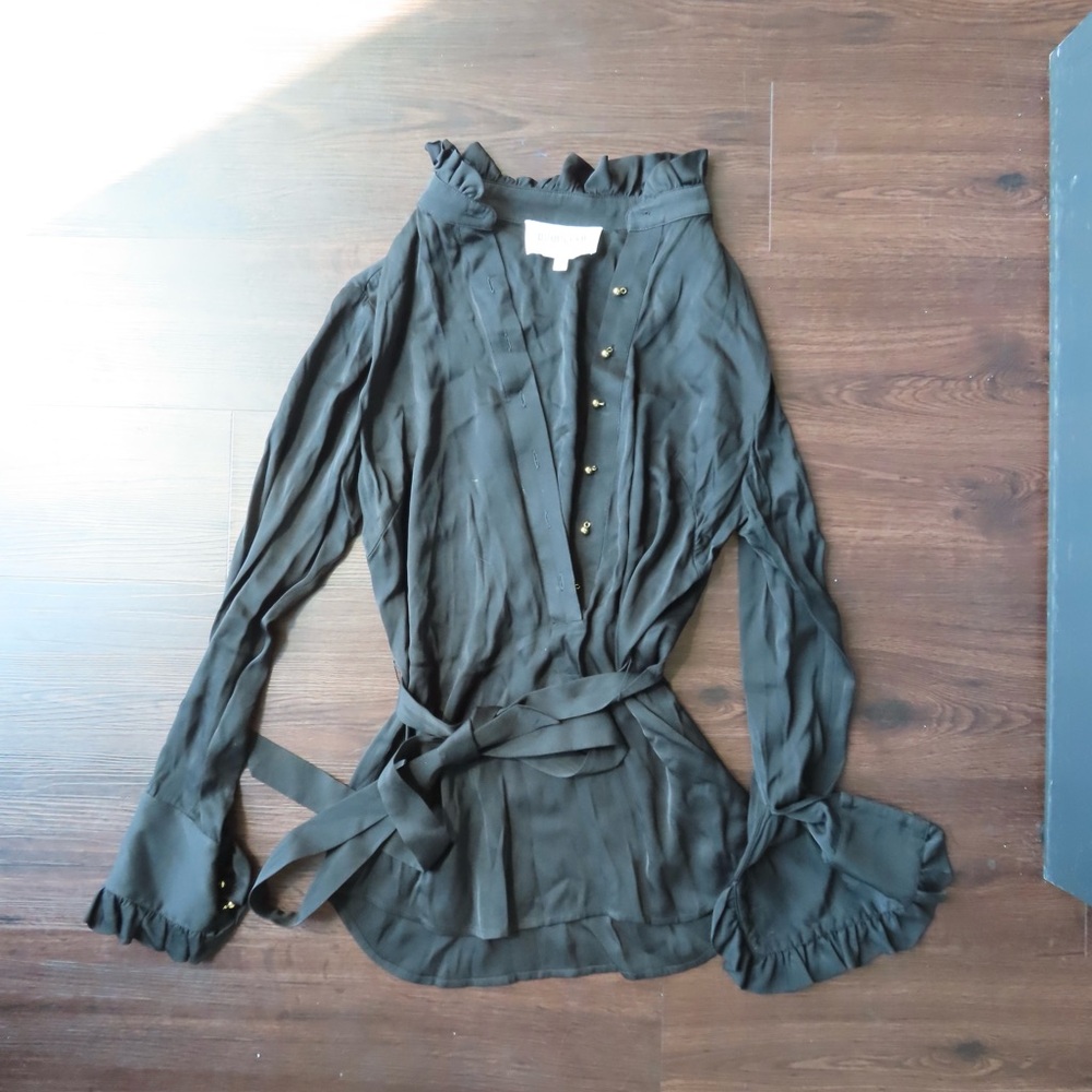 Elizabeth McKay Black Ruffled Blouse